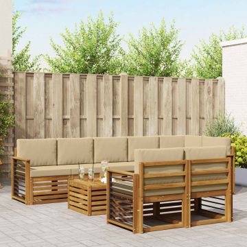 vidaXL Sofų komplektai su pagalve 9 pcs Natūralus ir bežinis