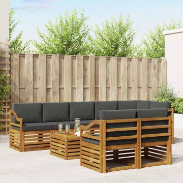 vidaXL Sofų komplektai su pagalve 9 pcs Natūralus ir antracitas