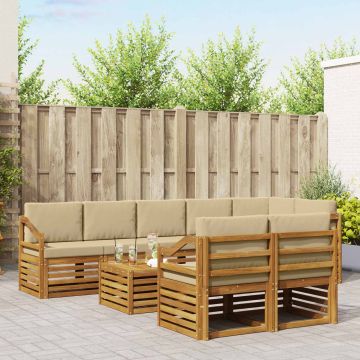 vidaXL Sofų komplektai su pagalve 9 pcs Natūralus ir bežinis