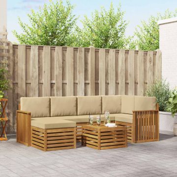 vidaXL Sofų komplektai su pagalve 7 pcs Natūralus ir bežinis