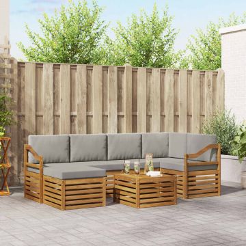 vidaXL Sofų komplektai su pagalve 7 pcs Natūrali ir šviesiai pilka