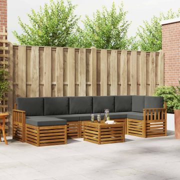 vidaXL Sofų komplektai su pagalve 8 pcs Natūralus ir antracitas