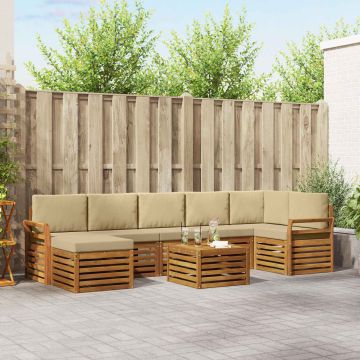 vidaXL Sofų komplektai su pagalve 8 pcs Natūralus ir bežinis
