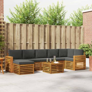 vidaXL Sofų komplektai su pagalve 8 pcs Natūralus ir antracitas