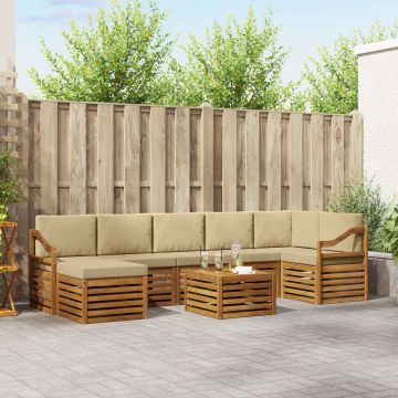 vidaXL Sofų komplektai su pagalve 8 pcs Natūralus ir bežinis