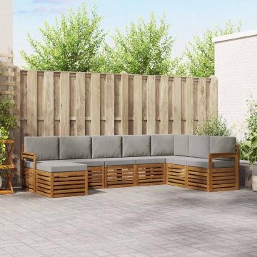 vidaXL Sofų komplektai su pagalve 8 pcs Natūrali ir šviesiai pilka