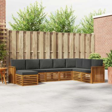 vidaXL Sofų komplektai su pagalve 8 pcs Natūralus ir antracitas