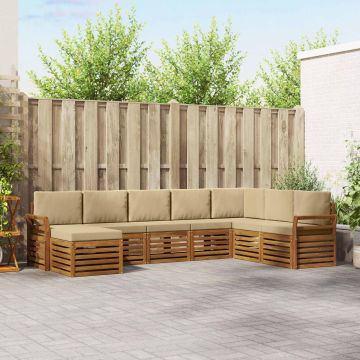 vidaXL Sofų komplektai su pagalve 8 pcs Natūralus ir bežinis