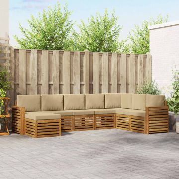 vidaXL Sofų komplektai su pagalve 8 pcs Natūralus ir bežinis