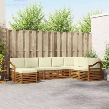 vidaXL Sofų komplektai su pagalve 8 pcs Natūralus ir grietinėlė