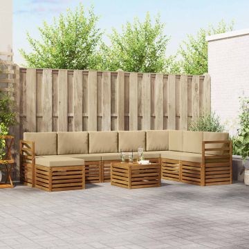 vidaXL Sofų komplektai su pagalve 9 pcs Natūralus ir bežinis
