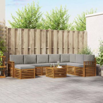 vidaXL Sofų komplektai su pagalve 9 pcs Natūrali ir šviesiai pilka