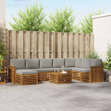 vidaXL Sofų komplektai su pagalve 9 pcs Natūrali ir šviesiai pilka