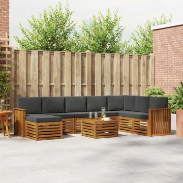 vidaXL Sofų komplektai su pagalve 9 pcs Natūralus ir antracitas
