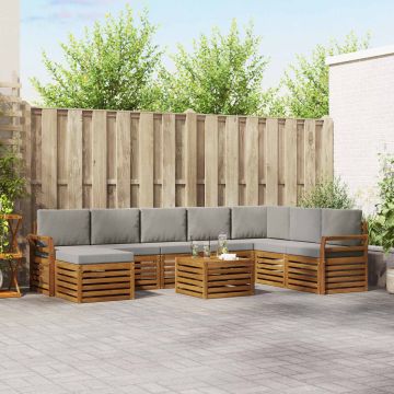 vidaXL Sofų komplektai su pagalve 9 pcs Natūrali ir šviesiai pilka