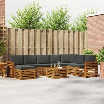 vidaXL Sofų komplektai su pagalve 9 pcs Natūralus ir antracitas