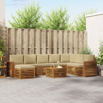 vidaXL Sofų komplektai su pagalve 9 pcs Natūralus ir bežinis