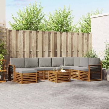 vidaXL Sofų komplektai su pagalve 9 pcs Natūrali ir šviesiai pilka