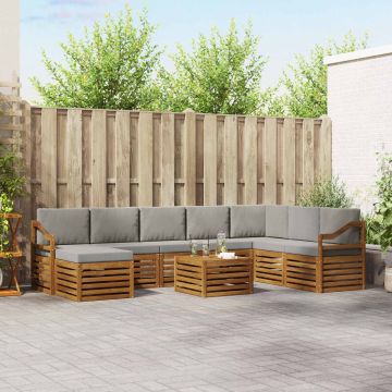 vidaXL Sofų komplektai su pagalve 9 pcs Natūrali ir šviesiai pilka