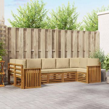 vidaXL Sofų komplektai su pagalve 7 pcs Natūralus ir bežinis