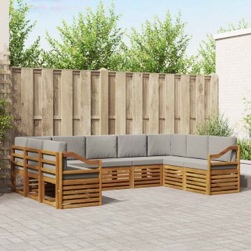 vidaXL Sofų komplektai su pagalve 9 pcs Natūrali ir šviesiai pilka