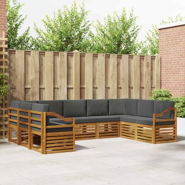 vidaXL Sofų komplektai su pagalve 9 pcs Natūralus ir antracitas
