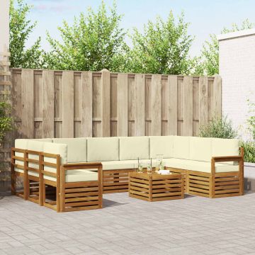 vidaXL Sofų komplektai su pagalve 10 pcs Natūralus ir grietinėlė