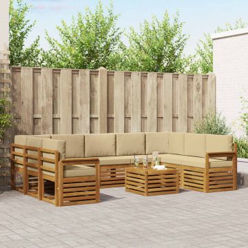 vidaXL Sofų komplektai su pagalve 10 pcs Natūralus ir bežinis