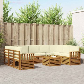 vidaXL Sofų komplektai su pagalve 10 pcs Natūralus ir grietinėlė