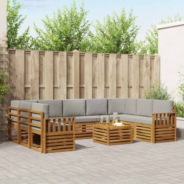 vidaXL Sofų komplektai su pagalve 10 pcs Natūrali ir šviesiai pilka