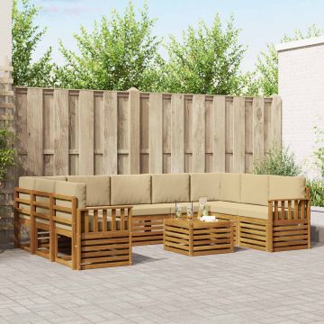 vidaXL Sofų komplektai su pagalve 10 pcs Natūralus ir bežinis
