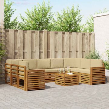 vidaXL Sofų komplektai su pagalve 10 pcs Natūralus ir bežinis