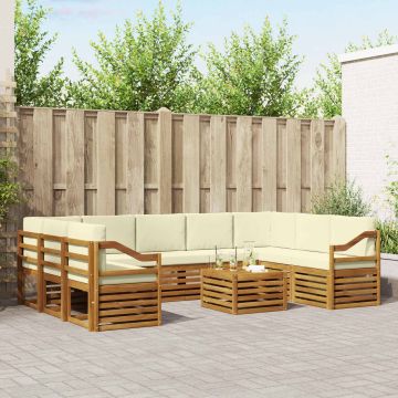 vidaXL Sofų komplektai su pagalve 10 pcs Natūralus ir grietinėlė