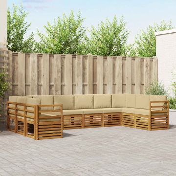 vidaXL Sofų komplektai su pagalve 10 pcs Natūralus ir bežinis