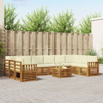vidaXL Sofų komplektai su pagalve 11 pcs Natūralus ir grietinėlė
