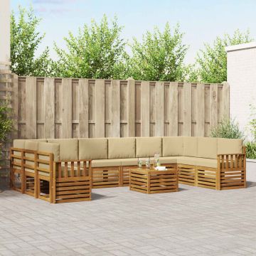 vidaXL Sofų komplektai su pagalve 11 pcs Natūralus ir bežinis