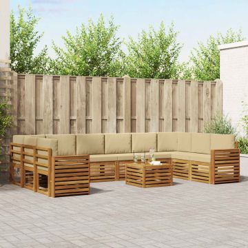 vidaXL Sofų komplektai su pagalve 11 pcs Natūralus ir bežinis