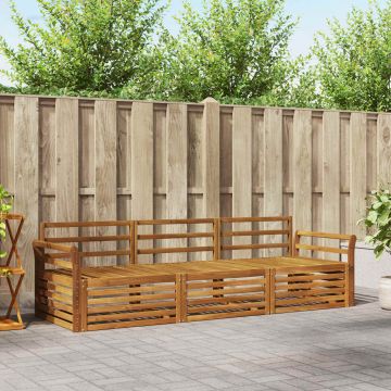 vidaXL Lauko sofos komplektas 3 pcs Natūrali