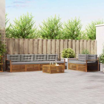vidaXL Lauko sofos komplektas 7 pcs Natūrali ir šviesiai pilka