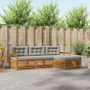 vidaXL Lauko sofos komplektas 4 pcs Natūrali ir šviesiai pilka