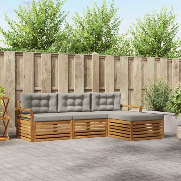 vidaXL Lauko sofos komplektas 4 pcs Natūrali ir šviesiai pilka