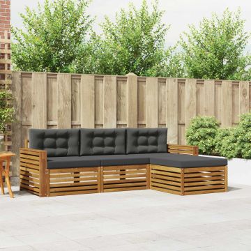 vidaXL Lauko sofos komplektas su pagalve 4 pcs Natūralus ir antracitas