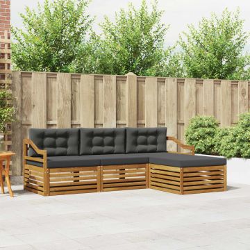 vidaXL Lauko sofos komplektas su pagalve 4 pcs Natūralus ir antracitas