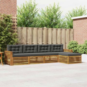 vidaXL Lauko sofos komplektas su pagalve 5 pcs Natūralus ir antracitas