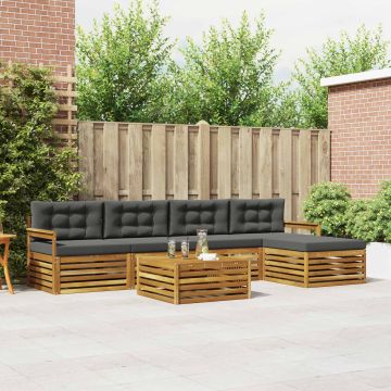 vidaXL Lauko sofos komplektas su pagalve 6 pcs Natūralus ir antracitas