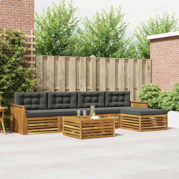 vidaXL Lauko sofos komplektas su pagalve 6 pcs Natūralus ir antracitas