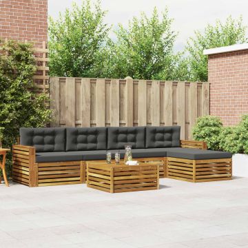 vidaXL Lauko sofos komplektas su pagalve 6 pcs Natūralus ir antracitas
