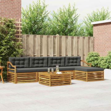 vidaXL Lauko sofos komplektas su pagalve 6 pcs Natūralus ir antracitas