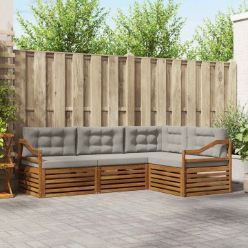 vidaXL Lauko sofos komplektas 13 pcs Natūrali ir šviesiai pilka