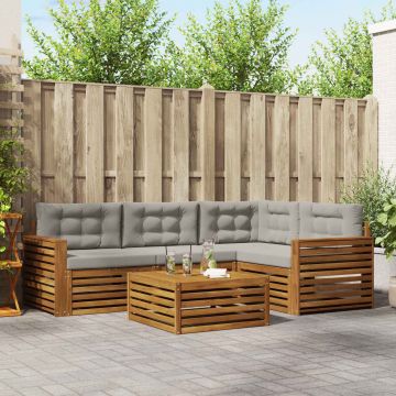 vidaXL Lauko sofos komplektas 5 pcs Natūrali ir šviesiai pilka